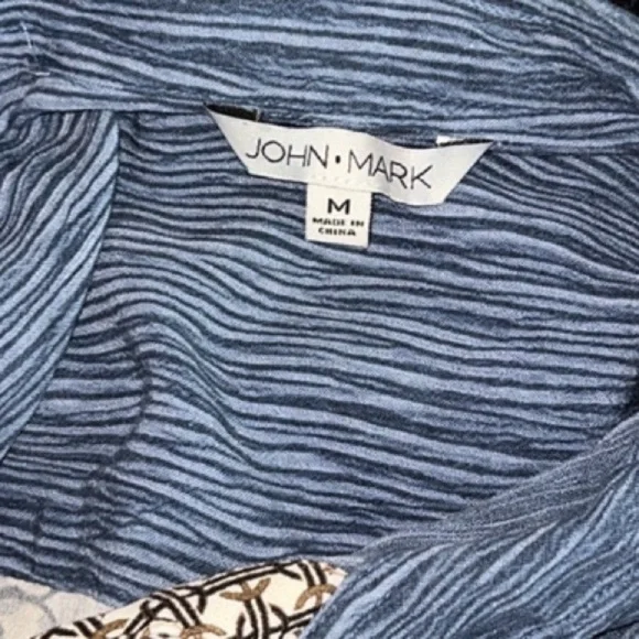 John Mark Women’s Mixed Media Long Sleeve Button Front Raw Hem Blouse Size M - Picture 4 of 6